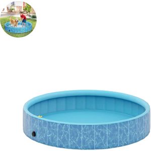 Hondenzwembad – Bad voor Honden – 160 x 30 cm – Blauw – Opvouwbaar zwembad voor honden – Hondenzwembad - Dierenspeelgoed