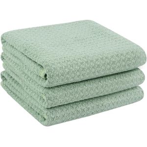 Super Absorberende Microvezel Keukenhanddoeken Groen Wafelstructuur 40 cm x 56 cm Set van 3