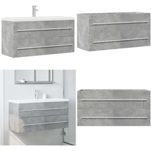 vidaXL Wastafelkast 100x38,5x48 cm spaanplaat betongrijs - Wastafelkast - Gootsteenkasten - Wastafelkast In De Badkamer - Ijdelheid In De Badkamer