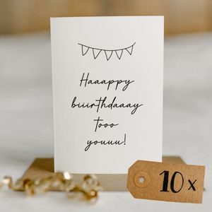 10x Happy Birthday To You! kaart (A6 formaat) - felicitatie kaartjes om te versturen - kaartenset - kaartjes blanco - kaartjes met tekst - wenskaarten - verjaardag
