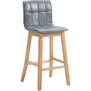 CLP Bregenz Barkruk - Met rugleuning - Hout frame - Kunstleer - natura/grijs