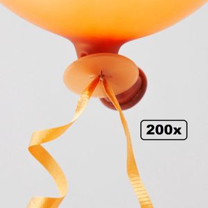 200x Automatische snelsluiters met lint Oranje - Festival thema feest ballonnen ballon knoopje ballon sluiter
