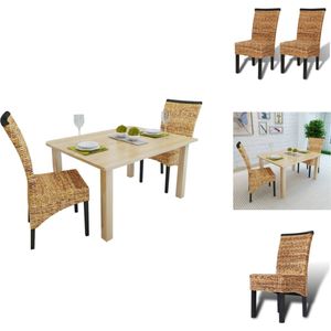 vidaXL Stoelen - Handgemaakt - Abaca Geweven - Set van 2 - 47x50x97 cm - Bruin - Eetkamerstoel