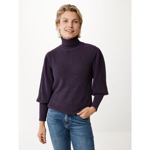 Mexx Knitted Pullover Puff Sleeve - Dames - Donker Paars - Maat Xl