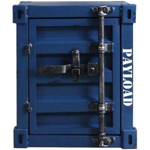 Handgemaakte Metalen Kunst nachtkastje- bijzondere nachtkastje-Container industriële nachtkastje - opbergplank met metalen frame- blauw