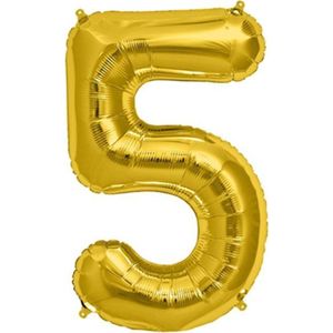 Helium ballon - Cijfer ballon - Nummer 5 - 5 jaar - Verjaardag - Goud - Gouden ballon -