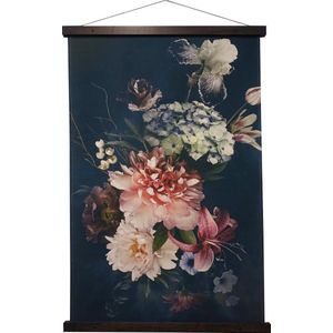 Wandkleed met bloemen - prachtige warme kleuren - zware kwaliteit echt katoen/linnen - afm. 80x120cm - incl. ophanging