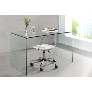 Moderne Design Glazen Bureau 120 cm  volledig transparant glazen tafel