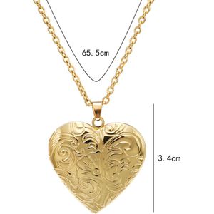 Ketting met hanger hart  medallion goudkleur