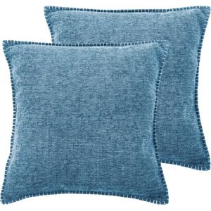 Tiseco Home Studio - Kussen DAMIAN (gevuld) - SET/2 - 100% polyester - met rits - hoes is wasbaar - voor bank, zetel, bed of stoel - Vierkant - 45x45 cm - Blauw