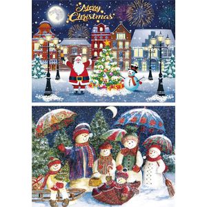 2 in 1 legpuzzel - Merry Christmas - Kerstpuzzel - 2 x 500 stukjes - 36,1 x 48,8 cm