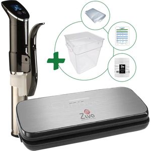 Sous vide bundel met Wartmann 1507(1300W) sous-vide stick - Ziva Onetouch vacuümsealer - Groot (18 liter) waterbak reservoir - handige accessoires!