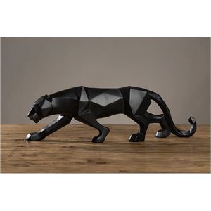 BaykaDecor - Uniek Geometrisch Panter Beeld - Abstract Design - Woondecoratie - Cadeau - Vrouwen - Jaguar Beeld - Zwart - 25 cm