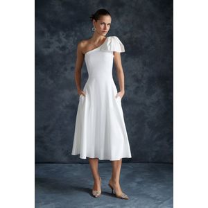 Trendyol Pruim A-Cut Strik Gedetailleerde Geweven Elegante Avondjurk Tprss24El00105