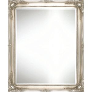 Elegante Barok Spiegel Denzel Buitenmaat 61x71 cm Zilver - Mooie spiegel voor badkamer, toilet of toiletruimte - Schouwspiegel met smalle lijst in barok stijl - Halspiegel voor de laatste check - Kapspiegel voor slaapkamer