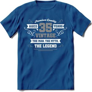 35 Jaar Legend T-Shirt | Zilver - Wit | Grappig Verjaardag en Feest Cadeau | Dames - Heren - Unisex | Kleding Kado | - Donker Blauw - XXL