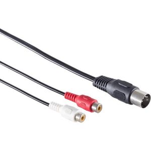 DIN 5-pins (m) - Tulp stereo 2RCA (v) audio adapter (opnemen) / zwart - 0,20 meter