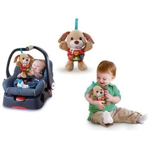 VTech Baby Knuffel & Speel Puppy - Educatief Babyspeelgoed - Bruin/Blauw - 3 tot 24 Maanden - Spaanstalig