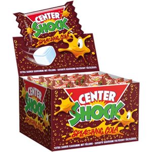 Center Shock gevulde kauwgom Cola 100 stuks á 4 g, per stuk verpakt, met colasmaak en zure vloeistof vulling 100 stuks verpakking
