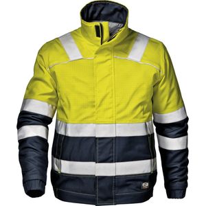 SIR SAFETY SUPERTECH PADDED JACKET Werkjas Heren, Hi-Vis Geel/Blauw - Gewatteerd - Verborgen Rits - Reflecterende Band