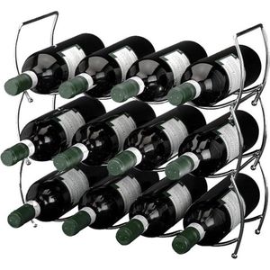 3-delig wijnrek voor 12 flessen - stapelbaar / stackable - verchroomd RVS