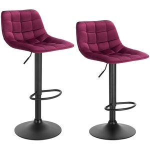 Set Van 2 Barkrukken In Velvet & Metaal Elif Bordeaux