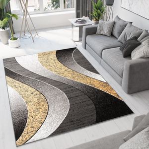 Tapiso Dream Vloerkleed Grijs Geel Modern Golven Woonkamer Tapijt Maat- 140x200