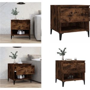 vidaXL Bijzettafel 50x46x50 cm bewerkt hout gerookt eikenkleurig - Bijzettafel - Bijzettafels - Salontafel - Salontafels