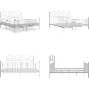 vidaXL Bedframe metaal wit 180x200 cm - Bedframe - Bedframe - Bed Frame - Bed Frames