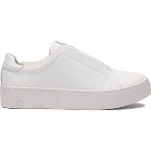 White sneakers with covered lace handles