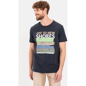 camel active T-shirt met print gemaakt van duurzame organic cotton - Maat menswear-XL - Nachtblauw