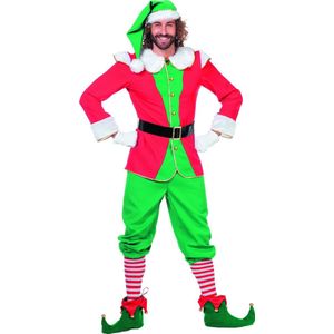 Wilbers & Wilbers - Kerst & Oud & Nieuw Kostuum - Engelse Elf Rood / Groen Met Muts - Man - Rood, Groen - Maat 50 - Kerst - Verkleedkleding