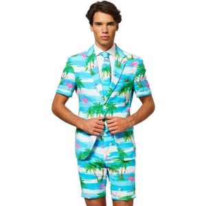 OppoSuits | Flaminguy | Mannen Carnaval Kostuum | Blauw | Zomer | Maat 60