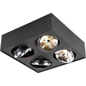 QAZQA kaya - Moderne Plafondspot | Spotje | Opbouwspot - 4 lichts - L 31 cm - Zwart - Woonkamer | Slaapkamer | Keuken