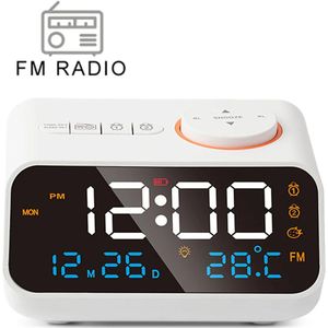Dealiza - LED Wekker Met FM Radio - Digitale Klok - Thermometer & Hygrometer - Kalenderfunctie