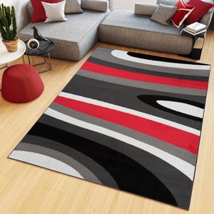 Tapiso Maya Vloerkleed Antraciet Laagpolig Rood Tapijten Maat- 250x350