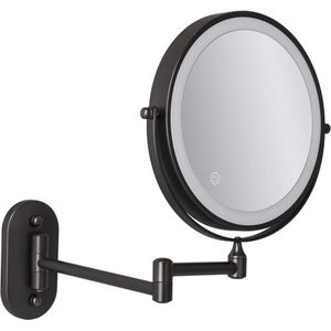Muur gemonteerde make-upspiegel met LED-verlichting 10x vergroting Fogless voor het scheren van make-up (5x vergrotend-Zwart) met Vergrotende Spiegel