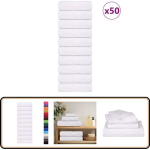 vidaXL Waslapjes - 50 stuks - 30x30 cm - Wit - Katoen Zeepdoekjes - Katoenen Doekjes - Handdoekjes - Multifunctionele Handdoeken - Witte Handdoeken