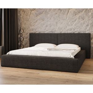 Bed 06 - Gestoffeerd tweepersoonsbed met bouclé overtrek - 140x200 cm - Elegant en comfortabel - Zwart (Anthology 19)