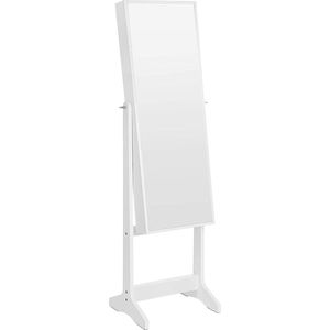 JJC69WT Sieradenkast, spiegelkast, staande spiegel, volledige spiegel, cadeau, eenvoudige montage, wit