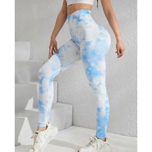 FANTASIA GYM LEGGING - Maat L - Cloud - Blauw / Wit - Fitness legging - Sportkleding - Sportlegging - Yogakleding - Yogalegging