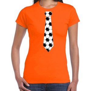 Oranje t-shirt Holland / Nederland supporter voetbal stropdas EK/ WK voor dames XS