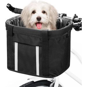 Fietsmand, opvouwbaar, fietsmand, met stuuradapter en kabelbinder, Easy Install afneembare stuurmand, tas voor kleine hond winkelen, picknick, 33 x 22 x 25 cm