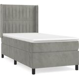 vidaXL - Boxspring - met - matras - fluweel - lichtgrijsx200 - cm