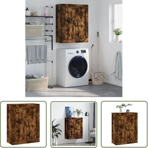 The Living Store Wandkast 69,5x34x90 cm bewerkt hout gerookt eikenkleurig - Wandkast - Houten Kast - Opbergkast - Keukenkast - Living Kast