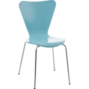 Stoel - Eetkamerstoel - Bezoekersstoel - Stapelbaar - Hout - Licht Blauw