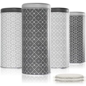 4x koffiepadbox - opbergdoos voor koffiepads - decoratieve box met 2 designs in 2 kleuren (4 stuks - set 4)