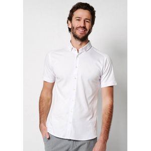 Desoto - Overhemd Korte Mouw Wit - Heren - Maat S - Slim-fit