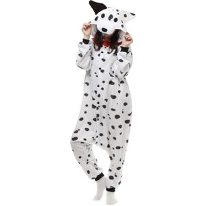 LET OP B-KEUZE! KIMU Onesie Dalmatiër Pak - Maat S-M - Dalmatiërpak Hond Kostuum Zwart Wit Gevlekt 158 164 Pak - Hondenpak Jumpsuit Huispak Festival