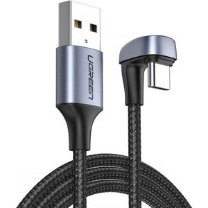 Ugreen 1 m USB-kabel naar USB Type C 3 A 18 W Quick Charge AFC FCP voor gamers grijze nylon haakse kabel (70313) 042249